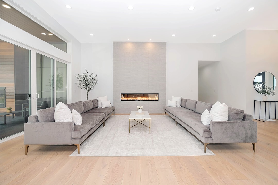 Modern living room with a refined architectural wall finish